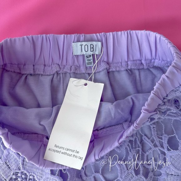 NWT Tobi Crochet Lace Floral Bodycon Mini Skirt Lavender - Picture 4 of 7